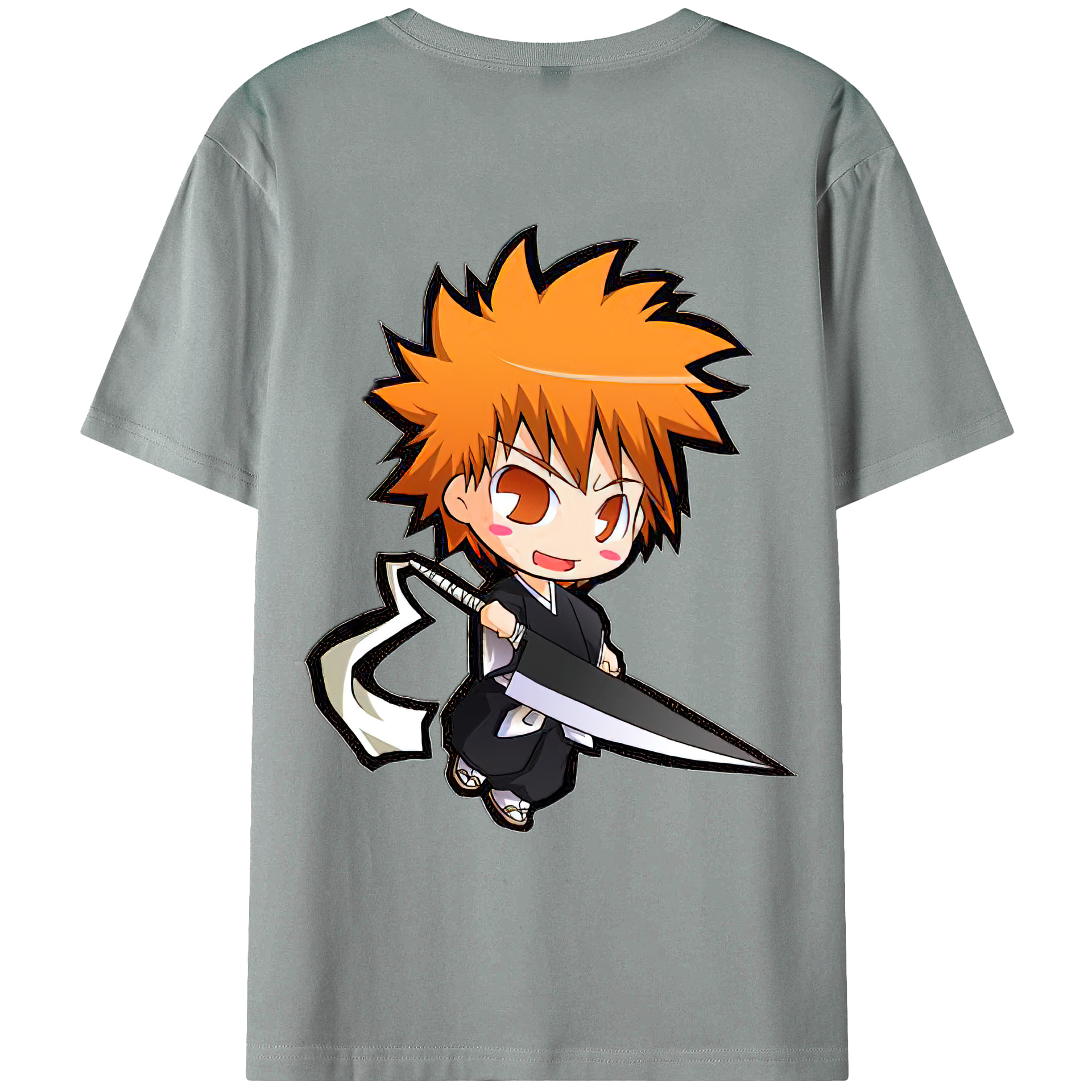 （画像用） ブリーチ 黒崎一護（くろさき いちご）BLEACH Kurosaki Ichigo 綿100％ メンズ半袖Tシャツ（バックプリント） 通気性